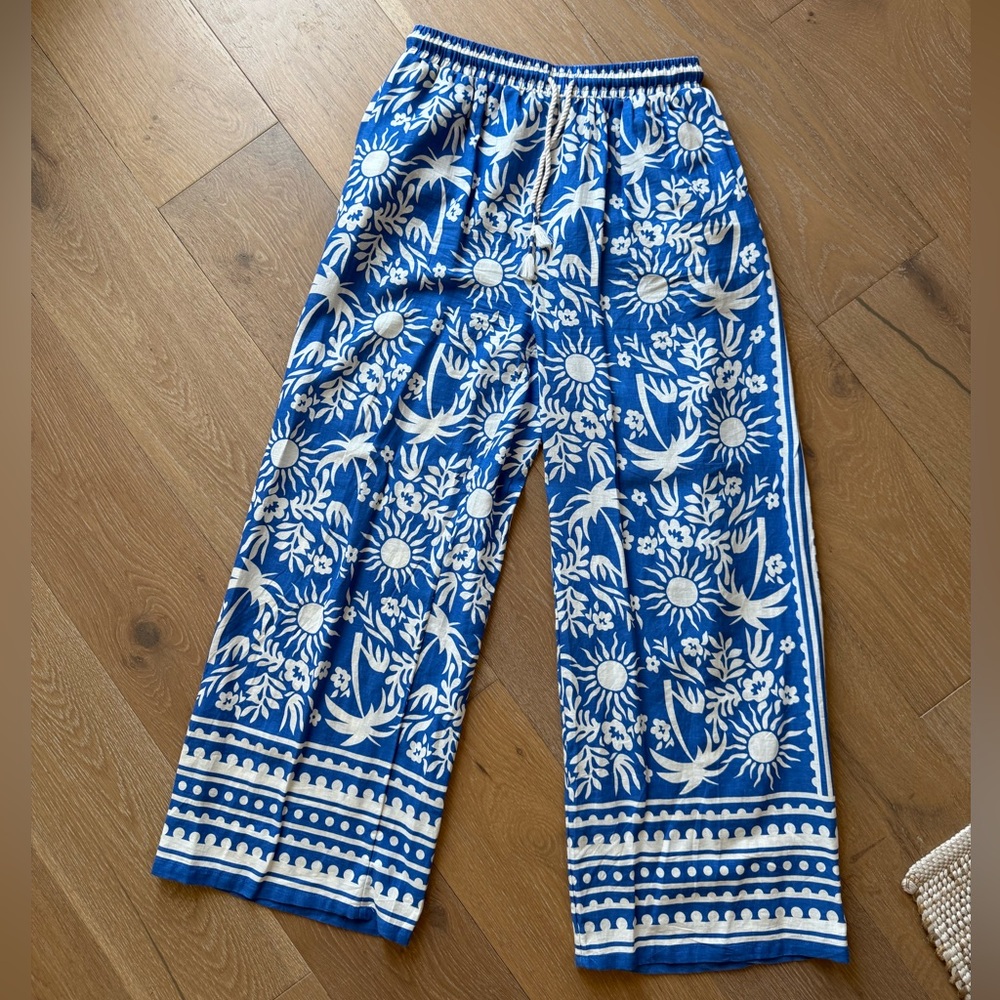 Calypso St. Barth Blue and White Wide Leg Pants